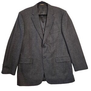 Stafford Wool & Camel Blazer Men's 44L Classic Fit Gray Two Button Single Vent